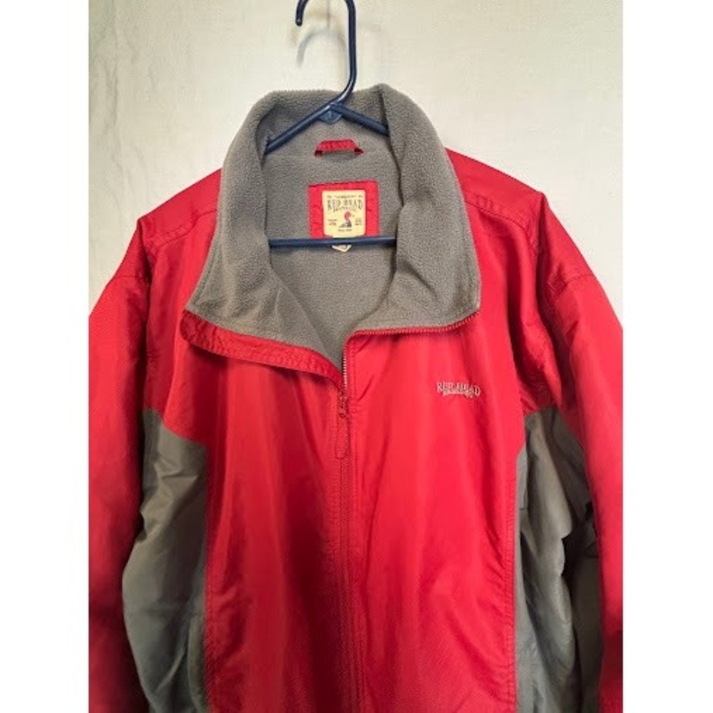 RedHead Brand Co Mens XLT Red Grey Fleece Lined Colorblock Full Zip Jacket